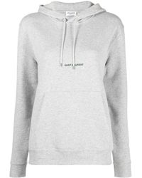 Saint Laurent - Embroidered Cotton-blend Jersey Hoodie - Lyst