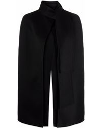 Damen Bekleidung Mäntel Capes Valentino Überwurf Aus Einer Woll-kaschmirmischung Mit Zebraprint Und Lederbesätzen in Schwarz 