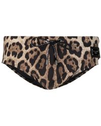 Dolce & Gabbana - Leopard Print Swimming Trunks - Lyst