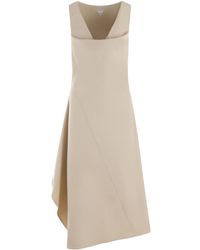 Bottega Veneta - Stretch Cotton Asymmetric Midi Dress - Lyst