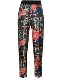 Moncler Floral-print Cropped Pants - Blue