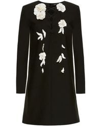 Oscar de la Renta - Lace-Up Floral Mini Dress - Lyst