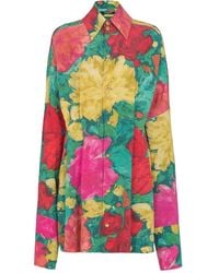 Balmain - Floral-Print Shirt Dress - Lyst