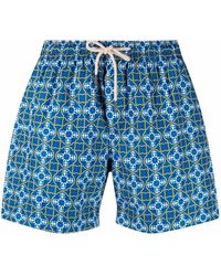 Peninsula - Tile-print Drawstring-waist Swim Shorts - Lyst