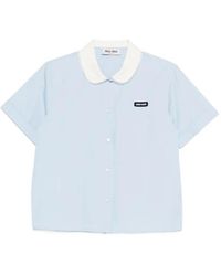 Miu Miu - Scalloped-Collar Short-Sleeve Shirt - Lyst