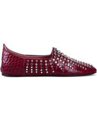 Premiata - Studded Croc-Embossed Ballet Flats - Lyst