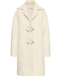 Oscar de la Renta - Floral-Button Bouclé Coat - Lyst