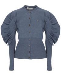 Vivienne Westwood - Orb-Embroidered Puff-Sleeve Cardigan - Lyst