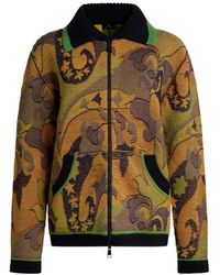 Etro - Jacquard Cardigan With Zip And Floral Paisley Motif - Lyst