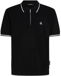 KARL LAGERFELD - Logo-Embroidered Zip-Fastening Polo Shirt - Lyst