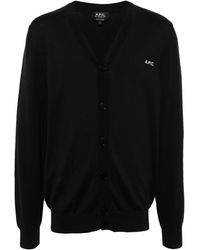 A.P.C. - Logo-embroidered Cotton Cardigan - Lyst