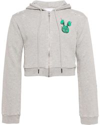 Natasha Zinko - Graphic-Print Cropped Zip-Up Hoodie - Lyst