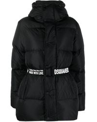 DSquared² - Logo-print Belted Puffer - Lyst