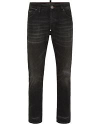 Philipp Plein - Jeans Skinny Con Applicazione Logo - Lyst