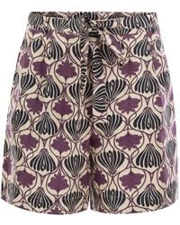 Max Mara - Printed Belt Short Trousers - Lyst