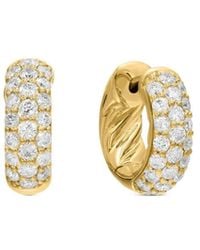 David Yurman - 18Kt Dy Mercer Micro Diamond Hoop Earrings (13.5Mm) - Lyst