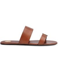 Saint Laurent - Babylone Double-Strap Logo-Detail Calfskin Sandals - Lyst