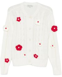 Stine Goya - Flower-Appliqué Cable-Knit Cardigan - Lyst