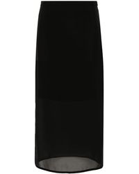 Sportmax - Semi-Sheer Panel Midi Skirt - Lyst