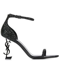 Saint Laurent Sandales Opyum 85 à paillettes - Noir