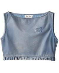 Miu Miu - Nappa-Leather Top - Lyst