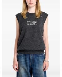 MM6 by Maison Margiela - Numeric-Logo Distressed Knitted Vest - Lyst