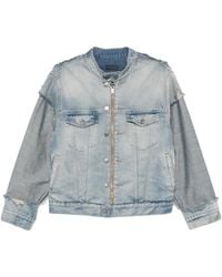 Haikure - Distressed Panelled Denim Jacket - Lyst