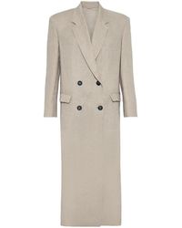 Brunello Cucinelli - Double-Breasted Linen Coat - Lyst