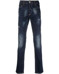 Philipp Plein - Super Straight Cut Distressed Jeans - Lyst