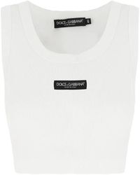 Dolce & Gabbana - Ribbed Logo Cropped Top - Lyst