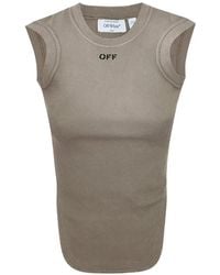 Off-White c/o Virgil Abloh - Logo-Print Ribbed Tank Top - Lyst