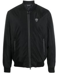 EA7 - Logo-Patch Zip-Up Bomber Jacket - Lyst