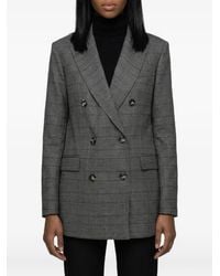 SUTTON NEW YORK - Double-Breasted Prince Of Wales Check Blazer - Lyst