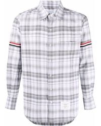 Thom Browne - Rwb-stripe Check-pattern Cotton Shirt - Lyst