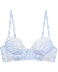 Fleur du Mal - Striped Lace-Detail Bra - Lyst