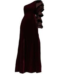 THA SEEN - Velvet Ruffle-Sleeve Maxi Dress - Lyst