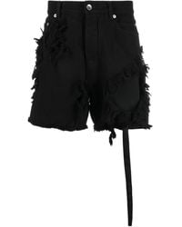 Rick Owens - Frayed Distressed Denim Shorts - Lyst