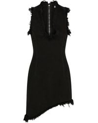Ferragamo - Minikleid Mit Ausgefranster Krempe - Lyst