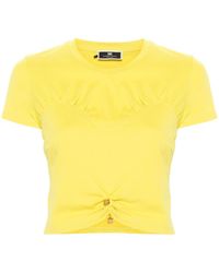 Elisabetta Franchi - T-shirt crop con arricciatura - Lyst