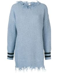 Pinko - Frayed Striped Sweat - Lyst