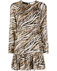 MICHAEL Michael Kors - Zebra-print Long-sleeved Minidress - Lyst