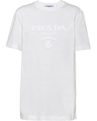 Prada - T-Shirt Met Borduurwerk - Lyst
