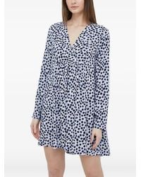 Benetton - V-Neck Polka Dot Mini Dress - Lyst