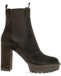 Gianvito Rossi - Barry Suede Platform Ankle Boots - Lyst