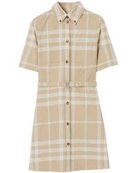 Burberry - Checked Cotton Dress - Lyst