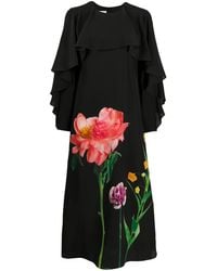 Valentino Garavani - Floral Print Detail Midi Dress - Lyst