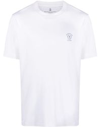 Brunello Cucinelli - Logo-print Cotton-silk-blend T-shirt - Lyst