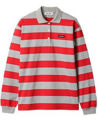 Miu Miu - Striped Jersey Polo Shirt - Lyst