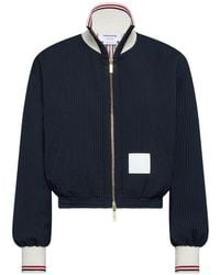 Thom Browne - Wool Seersucker Zip-Up Track Jacket - Lyst