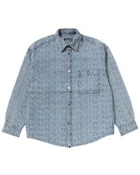 A Bathing Ape - Monogram-Print Denim Shirt - Lyst